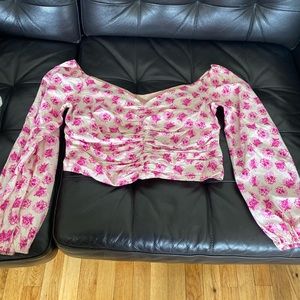 ZARA CROPPED FLORAL BLOUSE